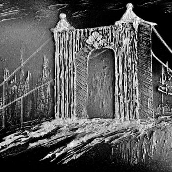 Ζωγραφική με τίτλο "BRIDGE IN THE NIGHT" από Elegusart, Αυθεντικά έργα τέχνης, Ακρυλικό