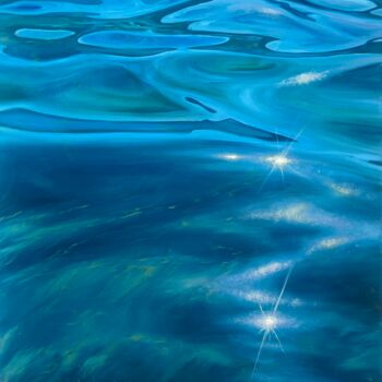Painting titled "Translucent seas" by Valeria Ocean, Original Artwork, Oil Mounted on Wood Stretcher frame