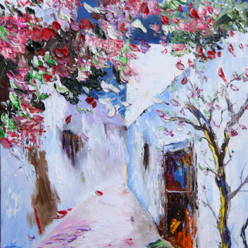 Malerei mit dem Titel "Blooming Pathway" von Lilith Tonakanyan, Original-Kunstwerk, Öl Auf Keilrahmen aus Holz montiert