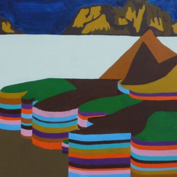 Painting titled "Plis 2" by Remi Delaplace, Original Artwork, Acrylic Mounted on Wood Stretcher frame
