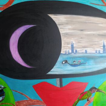 Painting titled "Bateau oeil coque b…" by Dominique De Roo, Original Artwork, Acrylic