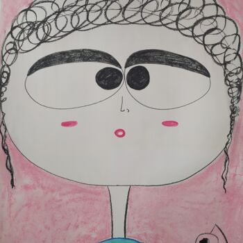 Drawing titled "L'écolière veut êtr…" by Dominique De Roo, Original Artwork, Chalk
