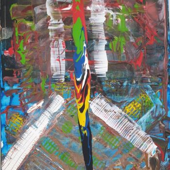 Painting titled "tour de babel" by Armand Latournald, Original Artwork, Acrylic
