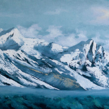 제목이 "Georgia's mountains"인 미술작품 Alena Mosina로, 원작, 기름 나무 들것 프레임에 장착됨