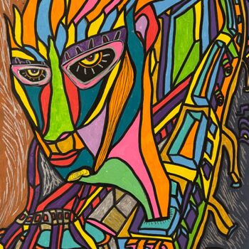Zeichnungen mit dem Titel "The monster is out" von Christophe Verger-Lecocq, Original-Kunstwerk, Marker