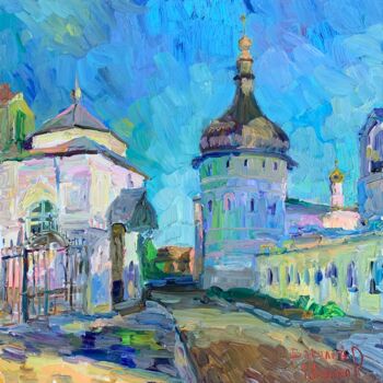 Peinture intitulée "Вечером у стен Рост…" par Vasilii Shikhanov, Œuvre d'art originale, Huile Monté sur Châssis en bois