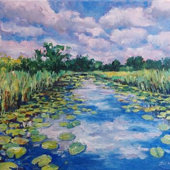 Pintura intitulada "Tranquil Waters" por Zoe Norman, Obras de arte originais, Óleo Montado em Armação em madeira