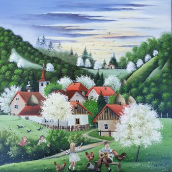 Peinture intitulée "La joie du printemps" par Mariana Mihut, Œuvre d'art originale, Huile