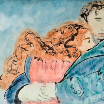 Painting titled "Bond" by Marcel Garbi, Original Artwork, Watercolor