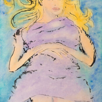 Painting titled "Baby bird" by Marcel Garbi, Original Artwork, Watercolor
