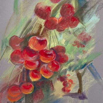 Картина под названием "Cherry tree" - July Kinart, Подлинное произведение искусства, Пастель