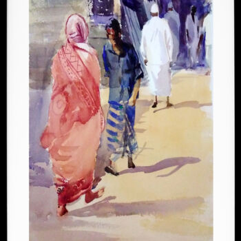 「Busy Streets」というタイトルの絵画 Sameera Kalupahanaによって, オリジナルのアートワーク, 水彩画