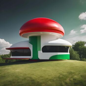 Arts numériques intitulée "The Mushroom Vista:…" par Alberto Capitani, Œuvre d'art originale, Image générée par l'IA