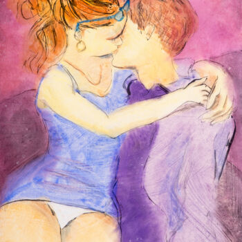 Malarstwo zatytułowany „Teens in love” autorstwa Marcel Garbi, Oryginalna praca, Akwarela