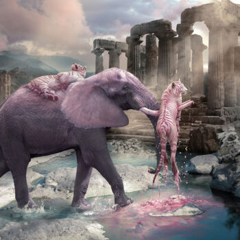 摄影 标题为“Pink Delight (Frame…” 由Cheraine Collette, 原创艺术品, 数字油画 安装在其他刚性面板上