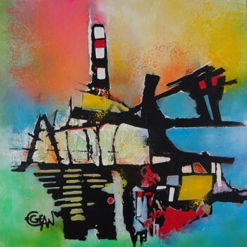 "CHANTIER NAVAL" başlıklı Tablo Claude Géan tarafından, Orijinal sanat, Akrilik Ahşap Sedye çerçevesi üzerine monte edilmiş