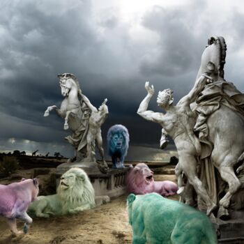 摄影 标题为“Candy Lions (Frame…” 由Cheraine Collette, 原创艺术品, 数字油画 安装在其他刚性面板上