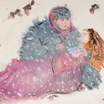 Malarstwo zatytułowany „Rescuing the prince…” autorstwa Marcel Garbi, Oryginalna praca, Akwarela