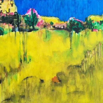 Painting titled "风景新疆2" by Ellen Wen Tao Zhang, Original Artwork, Oil