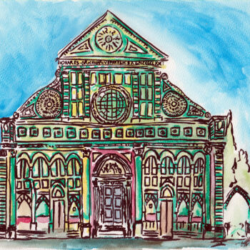 Peinture intitulée "Santa Maria Novella" par Antoine Dazy, Œuvre d'art originale, Aquarelle