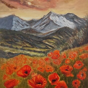 제목이 "Les coquelicots"인 미술작품 Pascal Bourgouin로, 원작, 기름