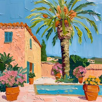 Painting titled "Mallorcatherapy. My…" by Elena Avanesova, Original Artwork, Acrylic Mounted on Wood Stretcher frame