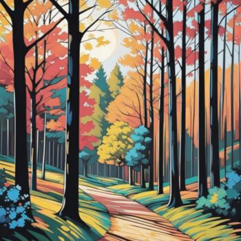 제목이 "Enchanted Autumn"인 미술작품 Elina Kharitonova로, 원작, 아크릴 나무 들것 프레임에 장착됨