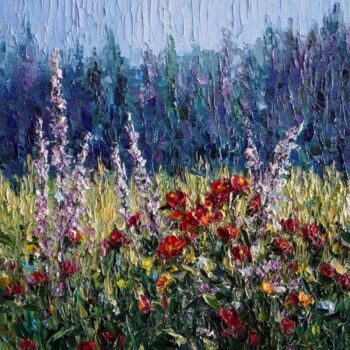 Peinture intitulée "Field flowers." par Haykuhi Khachatryan, Œuvre d'art originale, Huile