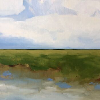 Painting titled "Winter light" by Stella Burggraaf, Original Artwork, Oil Mounted on Wood Stretcher frame