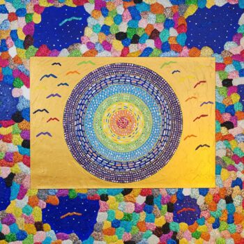 Painting titled "7 trous dans le ciel" by Vincent Schurck, Original Artwork, Acrylic Mounted on Wood Panel