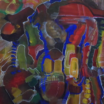 Schilderij getiteld "Acrylique Bleu" door Geneviève Durantou, Origineel Kunstwerk, Acryl