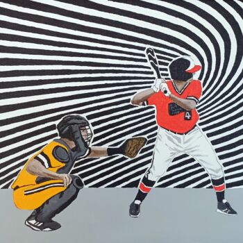 Painting titled "Baseball - 1" by Ibrahim Unal, Original Artwork, Acrylic