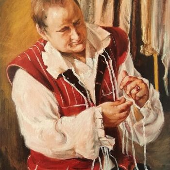 Peinture intitulée "🎬Dans les coulisses…" par Isabel Mahe, Œuvre d'art originale, Huile Monté sur Châssis en bois