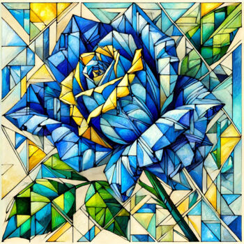 「Geometric Cubist Bl…」というタイトルのデジタルアーツ Alberto Capitaniによって, オリジナルのアートワーク, AI生成画像