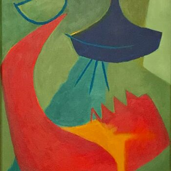 Painting titled "AFTER DINNER SHOWER" by Christine Feldmann, Original Artwork, Acrylic Mounted on Wood Stretcher frame