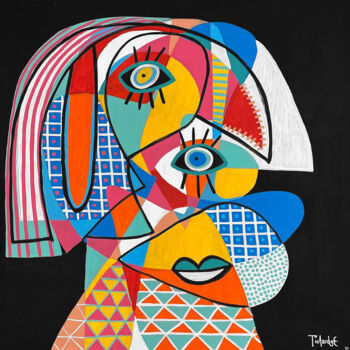 Malerei mit dem Titel "Retrato en fondo ne…" von Enrique Pichardo, Original-Kunstwerk, Acryl