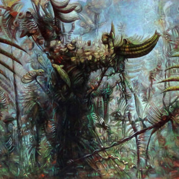 Peinture intitulée "Amazonie chamanique" par Claude Feuillet, Œuvre d'art originale, Huile Monté sur Châssis en bois