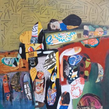 Collages intitulée "Des choses remontent" par Ludovic Grosset, Œuvre d'art originale, Acrylique