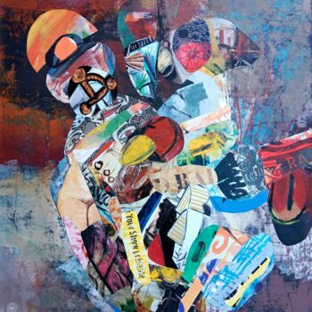 Collages titled "Mémoires denses" by Ludovic Grosset, Original Artwork, Acrylic Mounted on Cardboard