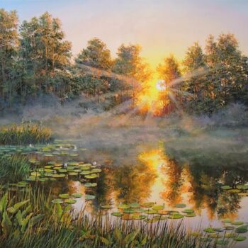 Pintura intitulada "At the End of the D…" por Oleg Riabchuk, Obras de arte originais, Óleo