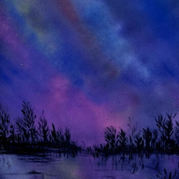 Painting titled "La nuit est si belle" by Valentine Dhinaut, Original Artwork, Acrylic