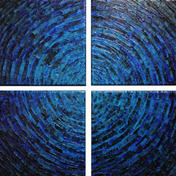 Painting titled "Éclat bleu fragment…" by Jonathan Pradillon, Original Artwork, Acrylic Mounted on Wood Stretcher frame