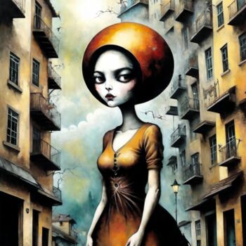 Painting titled "Urbanity" by Alexandr Kuznetsov, Original Artwork, Acrylic Mounted on Wood Stretcher frame