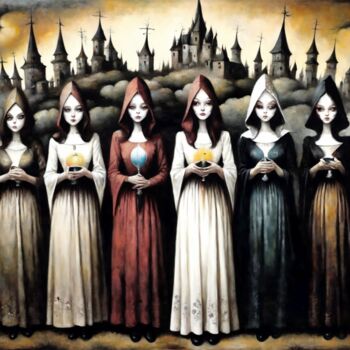 Painting titled "Gathering" by Alexandr Kuznetsov, Original Artwork, Acrylic Mounted on Wood Stretcher frame