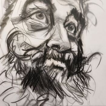 Drawing titled "Sous le ciel" by Jean-Pierre Emond, Original Artwork, Charcoal