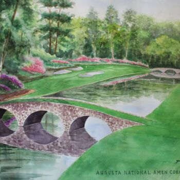 Ζωγραφική με τίτλο "Augusta National Am…" από Peter Lee, Αυθεντικά έργα τέχνης, Ακουαρέλα