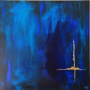 Painting titled "abysse" by Pascal Douffet, Original Artwork, Acrylic Mounted on Wood Stretcher frame