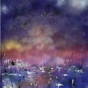Painting titled "La nuit des Fées" by Valentine Dhinaut, Original Artwork, Acrylic