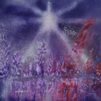 Painting titled "La nuit de feu" by Valentine Dhinaut, Original Artwork, Acrylic