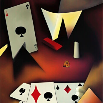 Ζωγραφική με τίτλο "Poker: playing with…" από Anna Alekberova, Αυθεντικά έργα τέχνης, Λάδι Τοποθετήθηκε στο Ξύλινο φορείο σκ…
